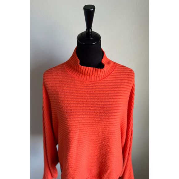 Pilcro Women's Mock Neck Dolman Sleeve Ribbed Orange Cropped Sweater Size XL - Picture 3 of 11